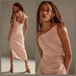 Anthropologie Blush One Shoulder Midi Dress NWT Size 6